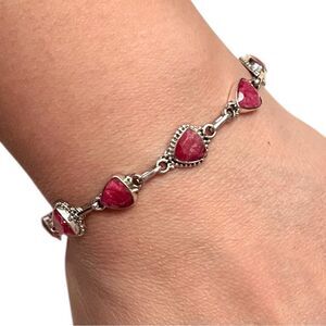 Amazing 925 Sterling Silver Ruby Link Bracelet